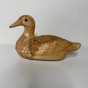 Vintage Shanghai Handicrafts Wooden Corn Husk Duck Handmade Art Decor Wicker